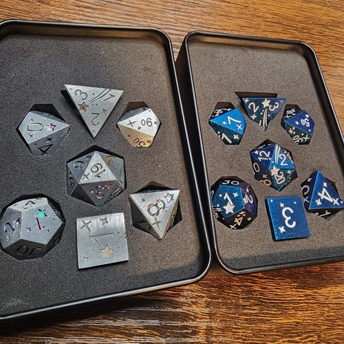 Moon star metal dice - moon,